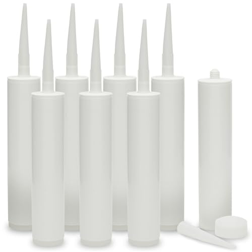 8 Pack Empty Caulking Sealant Tubes, 11 Ounce Refillable Cartridges for Grout Cracks, Tiles, Repairs (20 cm)