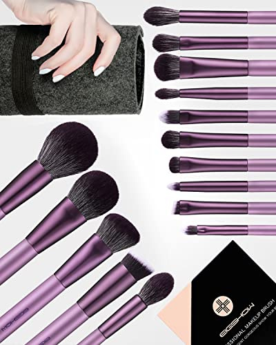 EIGSHOW Makeup Pinsel Set, 15 Stück Professionelle Kosmetikpinsel, vegane Schminkpinsel, hochwertige Lidschattenpinsel, Pinsel für Puder, Rouge, Foundation, Highlighter (Lila)