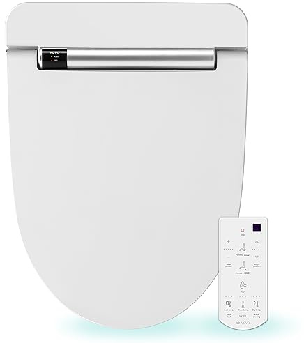 VOVO VB-4000SE Electric Smart Bidet Toilet Seat with Dryer, Heated Toilet Seat, Warm Water, Deodorization, LED, Full Stainless-Steel Nozzle - White, Elongated