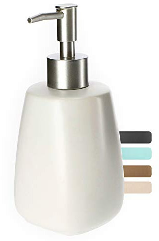 KADAX Dispenser di Sapone Liquido 400ml, Dosasapone in Ceramica, Portasapone per Detersivo Piatti, Accessori per Bagno e Cucina, Porta Sapone (Crema)