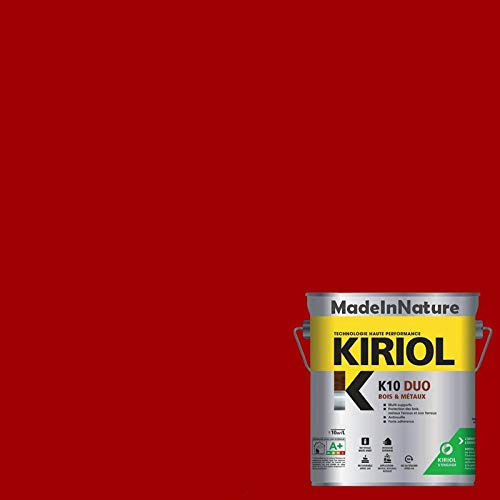 Peinture Bois et Métaux, Sous couche et Finition, Antirouille, sur Fer, Acier Galvanisé, même rouillés, très opacifiant, de MadeInNature (0.75 litre pour 10 m², soit 5 m² pour 2 couches, RAL 3001)