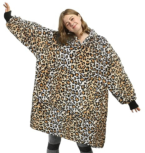 Catalonia Classy felpa con cappuccio oversize ghepardo, felpa coperta gigante con Ampia Tasca Frontale, accogliente coperta con maniche, Regalo per adulti, donna, adolescenti, fidanzata, moglie