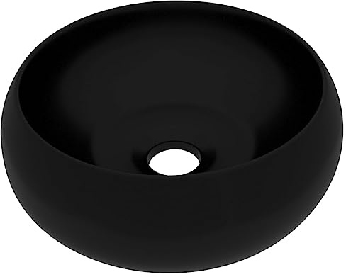 vidaXL Lavabo rond de luxe Noir mat 40x15 cm Céramique