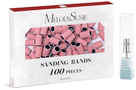MelodySusie 100 Pcs Bandes de Ponçage pour Ponceuse à Ongles, Lime à Ongles pour Ongles en Acrylique Gel Embouts Manchons pour Manucure et Pédicure (Rose) (180 Grain)