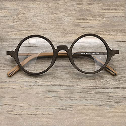 XFAK Holz Lesebrillen Runde Rahmen Brille Retro Computerbrille Sehhilfe Dioptrien 2.0 Nerdbrille Für Damen Herren Blaulicht Blockierende Linse (Size : Diopter+1.5)