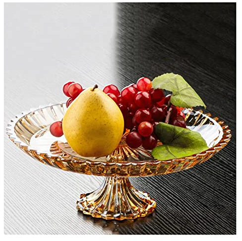 TOMYEUS Coupe Fruit Bol de Servir de Verre, Beau Design ondulé - épais et Durable - for salades, Desserts, Fruits, etc. Corbeille Fruit