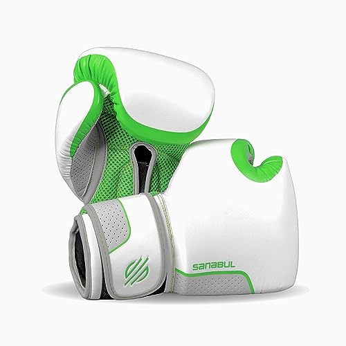 Sanabul Hyperstrike Boxing Gloves for Women, Kickboxing MMA Muay Thai Gloves, Training Sparring Punching Heavy Bag, Green/White 14 oz