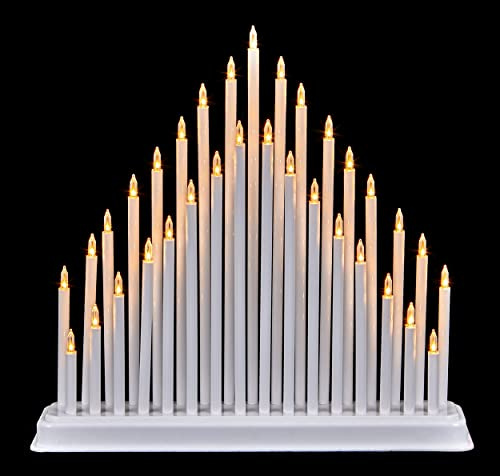 Premier 34CM CHRISTMAS CANDLE BRIDGE 33 LED WHITE CANDLE ARCH CANDLELIER