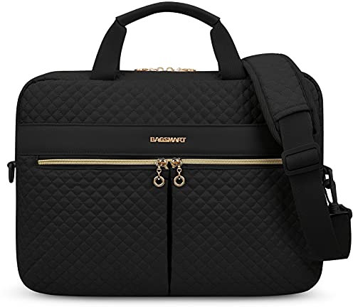 bagsmart Laptoptasche, 15,6-Zoll-Aktentasche für Frauen, große Laptoptasche, Computertasche, Büro, Reisen, Geschäft,Schwarz