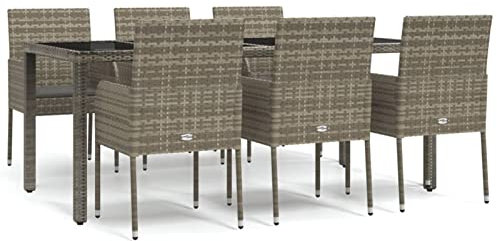 Yolola 7-TLG gartenmöbel essgruppe Rattan Garten sitzgruppe 6 Personen gartenmöbel Set 6 stühle mit Tisch Balkon möbel terrassenmöbel gartenlounge Set Gartengarnitur-7-tlg-2