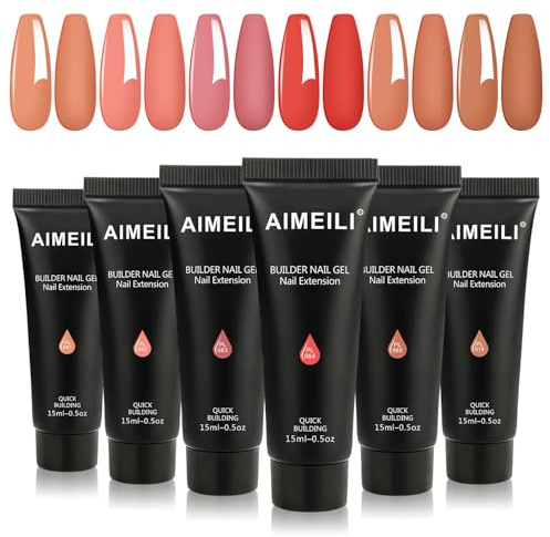 AIMEILI Builder Nail Gel Set 6 Farben 15ml Nagelverlängerung Set Rosa Acrylic Nail Extension Nagelverlängerungsgel Set Rosa Nail Enhancement Kit 17