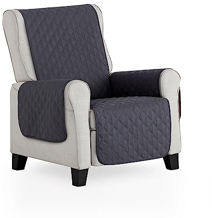 MAXIFUNDAS | Funda Sillón Acolchado Reversible 1 Plaza/Relax- Funda Cubre Sillón Extrasuave Gris/Gris Claro - Funda Protector Sillón con Tiras Elásticas de Sujeción – Cubre Sillón Modelo MAUI