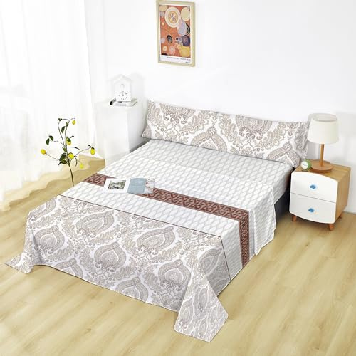 HOMEYA - Juego de sábana Cama 180cm - Juego de 4 Piezas - sábana encimera 230x260, Bajera Ajustable 180x190, 2 Fundas Almohada 45x85, Estampada