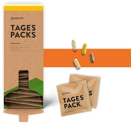 dunatura Tagespack Eisen Plus - 4 Wochen hochdosierte Mikronährstoffen, Die ideale Mikronährstoffkombination für die tägliche Unterstützung deiner Eisenversorgung.
