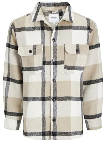 JACK&JONES PLUS Jjebradley Ollie Overshirt Ls Noos Pls skjortjacka, Crockery/kontroll: kontroller, 5XL