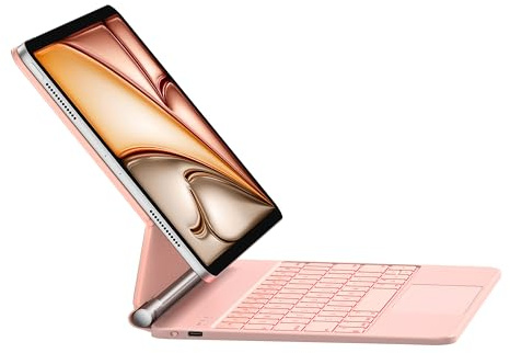HOU Keyboard Case for iPad Air 11,Air 5/4 gen & iPad Pro 11 1/2/3/4 gen | 135° wide adjustable tilt,smooth AG glass trackpad,12 Shortcut Key Combinations,7-color backlight,Bluetooth,pink