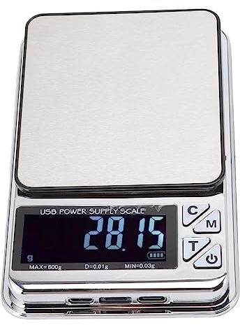 UPQRSG Balance de cuisine numérique, 600/0,01 g - Haute précision - Écran LCD - Étanche - Chargement USB - Balance électronique pour la cuisine, les bijoux, la pâtisserie