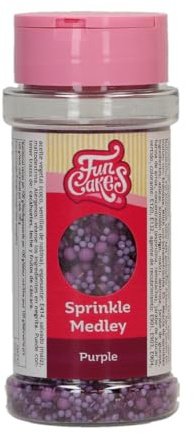 FunCakes Sprinkle Medley Purple, Morado: Decoraciones de Azúcar, Buen Sabor, Perfectas para Decorar Tartas, Pasteles, Cupcakes y Galletas, Sprinkle Mix. 70g