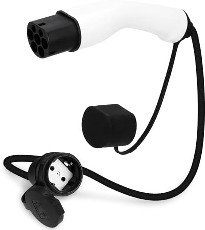 BOROCO Typ 2 Ladekabel, Typ 2 zu Schuko Adapter 16A 3.5KW für Wallbox und Ladesäule, IEC 62196 Steckeradapter für Elektroauto Notladekabel