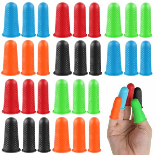 FAURAPMNG Fingerspitzen aus Gummi, 3 Größen, Silikon-Fingerschutz, Heißklebepistole, Gummi-Fingerabdeckkappen, Fingerschutz, dicke Büroabdeckung, Fingerpolster zum Zählen und Nähen, Sortieren