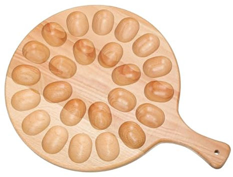 Bandeja para Huevos Rellenos - Bandeja para Huevos del Diablo De Madera con 24 Orificios | Tabla Redonda para Embutidos De Huevos | Portador del Soporte De La Placa del Huevo Relleno para La Encimera