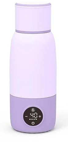 Portable Bottle Warmer for Travel - 17oz 12H Baby Bottle Milk Warmer, Fast Heat Travel Bottle Warmer for Breastmilk, USB Calentador De Biberones on The Go - Wireless Car Bottle Water Warmer, Lavender