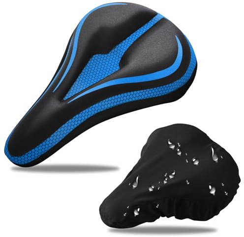 Fahrradsattelkissen, weiches Gel, Neu Klettverschluss Fahrradsattel Wasserdichter Fahrradsitzbezug mit Sattelbezug Fahrrad, Gel Fahrradsitzbezug, extra weiches Fahrradsitzkissen für Männer & Frauen,