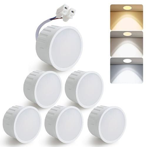 HCFEI LED Modul Ultra Flach ø50x24mm für Einbaustrahler, 5W 450lm 110° 230V, Warmweiß Naturalweiß Kaltweiß, Ersetzt GU10 MR16 Leuchtmittel, Flackerfreie, IP44 Wasserdicht (6 Stück (1er Pack))