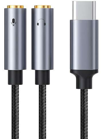 LEIBOCHAO Adaptateur USB C vers Jack 3,5 mm, Splitter USB C vers Double Jack Aux Écouteur Câble, Double 3.5mm Femelle Adaptateur Casque Écouteur Câble, pour Casques Audio