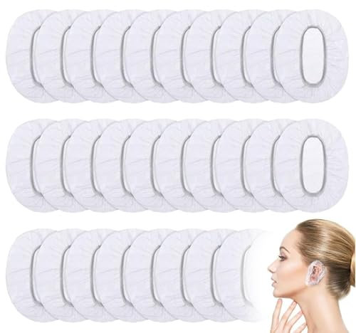 120 PCS Waterproof Ear Covers, Ear Protectors, Ear Covers for Shower, Ear Shower Caps, Disposable Ear Protectors, for Hair Dye Shower Bathing Salon Spa