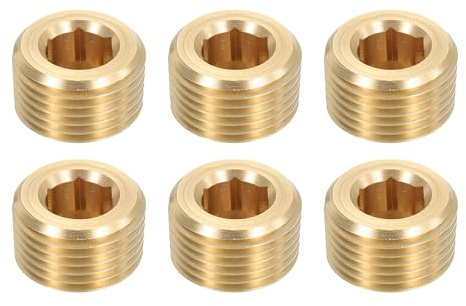 QUARKZMAN 6Pcs Conector de Tapa de Tubería de Latón, Tapa de Contratuerca Macho Npt de 3/8, Conector de Tapa de Tubería de Rosca Interna para Cerrar El Extremo de Tubería, Tanques de Aire