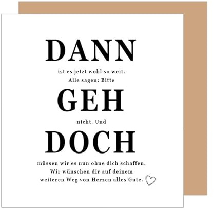 Edition Seidel Premium quadratische Glückwunschkarte zum Abschied mit Umschlag. Abschiedskarte mit Spruch für Frau Mann Kollegin Kollege Pension Abschied Rente Ruhe (ASQ112 SW025)