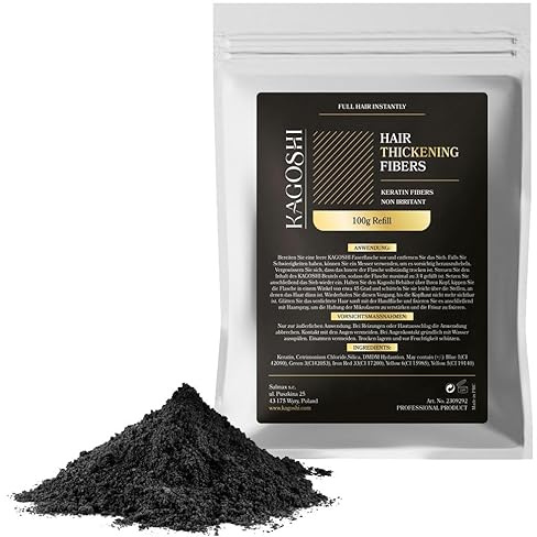 KAGOSHI Refill 100g Hair Fibers Haarverdichtung Haarfüller Schütthaar Streuhaar zur Haarverdichtung Haarpuder Haarfasern Haarpulver Verdickung Sofortwirkung (Schwarz, 100g)
