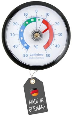 Lantelme Termómetro de frigorífico autoadhesivo con temperatura -50 °C a +50 °C, analógico, negro, para frigorífico, congelador y minibar