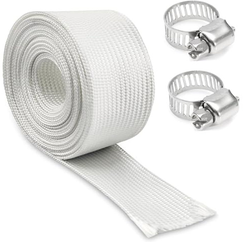Abgasschlauch 25mm Hitzeschutzschlauch Aus für Stromerzeuger（ 2m） | Glasfaser mit Schlauchschellen, hitzebeständiger Isolierungsschlauch für Standheizung, Dieselheizung