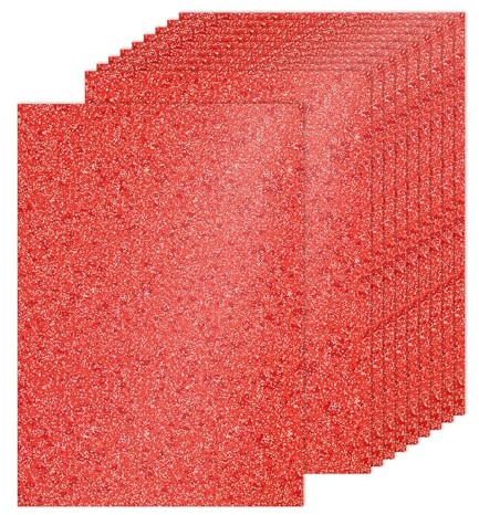 PATIKIL 40 Fogli Carta Glitter A4 Rosso, 29.7x21cm Cartoncini Colorati 250g/m² Carta Scintillante Grande Brillante Schiuma Glitterata per Artigianato Album Ritagli DIY Arte Festa