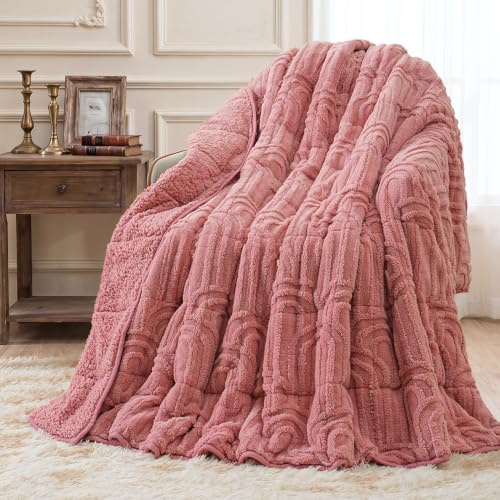 Wemore Jacquard-Fleece-Gewichtsdecke, Queen-Size-Größe, 152,4 x 203,2 cm, 9 kg, superweiche, gemütliche Sherpa-gewichtete Decken für Erwachsene, ultra-flauschige, schwere Decke zum Schlafen, flauschig | Doppelseitiges flauschiges Sherpa-Fleece, für besseren Schlaf, Entspannung und Ruhe, waschbar, Arch Jacquard