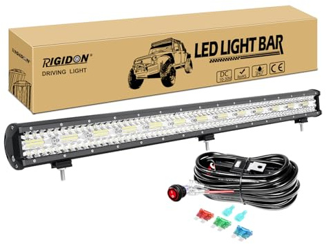 RIGIDON 37 pulgadas 93 cm 780W barra de luz led y 12v cableado kit 6000K | lámpara de conducción, barras luminosas led, para off road camión coche ATV todoterreno 4x4 vehículos, blanca, impermeable