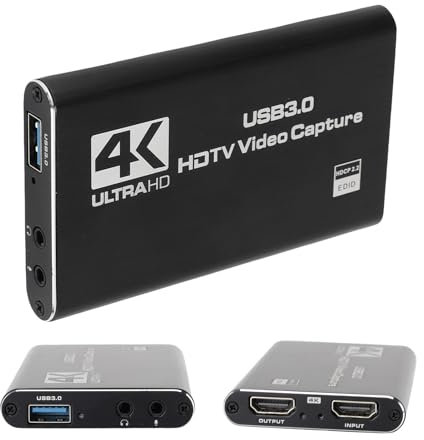 Carte de Capture Vidéo 4K, Interface HDMI à USB C 3.0 avec Boucle de Micro, Carte de Capture 1080p 60fps pour Le Jeu, Streaming, Vidéo, pour MacOS, Commutateur,