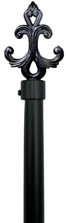 Bastone per Tenda Estensibile in Metallo, 120-210 cm o 160-300 cm, Design Moderno con Anelli, Montaggio Facile (Cancello Black, 120-210 cm)