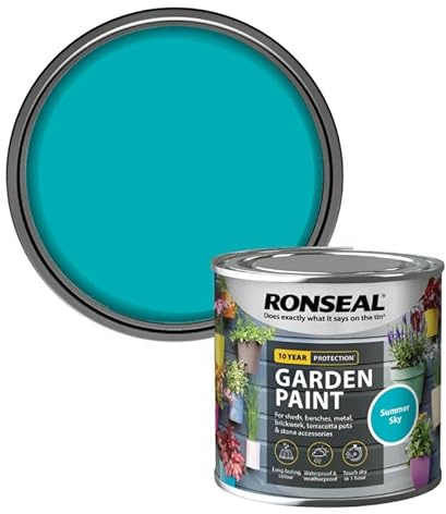 DUAYRA Garden Wood Paint 250ML | Outdoor Furniture Paints | Multi-Surface Waterproof Weather Resistant | Quick Drying Formula | For Benches, Terracotta Pots, Brickwork, Stones | (Summer Sky)