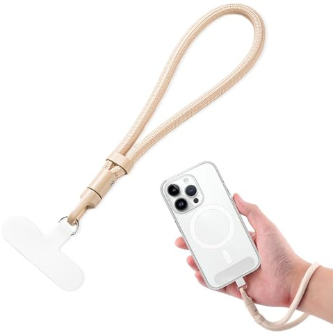 Cinturino da polso con fibbia girevole per smartphone – Comodo cordino antifurto con piastra di fissaggio, snodo 360°, laccio regolabile e anello da polso, per Phone e la maggior parte delle cover