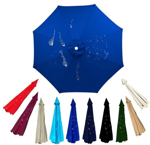 THEGA Housse De Rechange pour Parasol À 6/8 Bras, Toile De Rechange en Polyester, Housse De Rechange Anti-UV pour Parasol De Jardin, pour Parasols Standard Et Déportés(Blue,7ft 8Ribs)