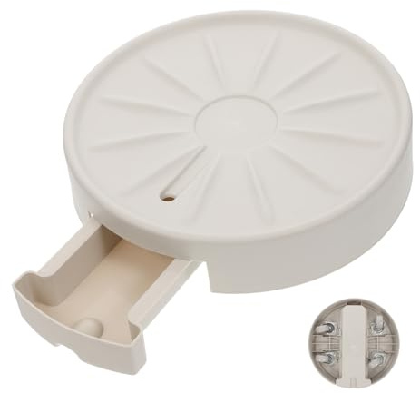 Lurrose Supporto per Vasi da Interno con Ruote, Vassoio Portavaso Bianco Rotondo con Cassetto Estraibile, Base Ventilata e Meccanismo di Drenaggio per Piante