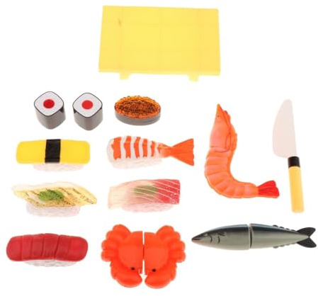 kesurpae Barnlekkök Tillbehör Set Lekmat Sushi Uppmuntrar Social Interaktion Och Fantasifull Rolllek Med Vänner Matset För Barnkök Leksak Skärande