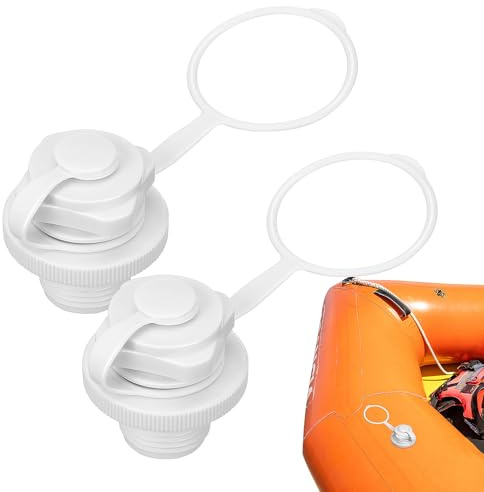 JUMPLAWN 2pcs White Spiral Air Valves Replacement for Inflatable Boats and Kayaks Threaded Air Valve Caps for Rafts and Mattresses Kayak Accessories for Water Sports
