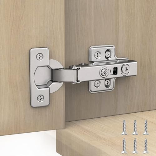 10 Pcs Soft Close Door Hinges 110 Degree, Kitchen Cupboard Hinges 45MM | Cabinet Hinges Full Overlay with Clip-On Design, Quiet Self-Closing Euro Hinges for Frameless Cabinets, Nickel Plated