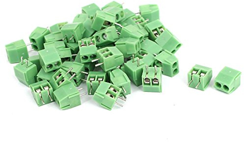 Sourcingmap, morsettiera a vite con 2 pin, passo da 3,5 mm, pannello di supporto in PCB verde, 50 pezzi