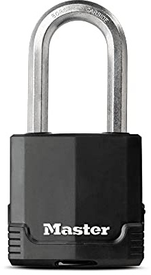 Master Lock M515XKADLHCCSEN Candado de acero laminado cubierto Magnum de 2-1/8 pulgadas de ancho, diámetro de 3/8 pulgadas, espacio de grillete de 2 pulgadas, negro, 1 paquete