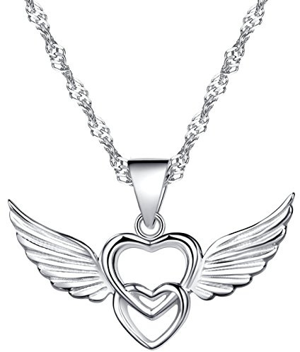 Unendlich U-Collar con colgante de alas de ángel de plata de ley 925 para mujer collar mujer plata